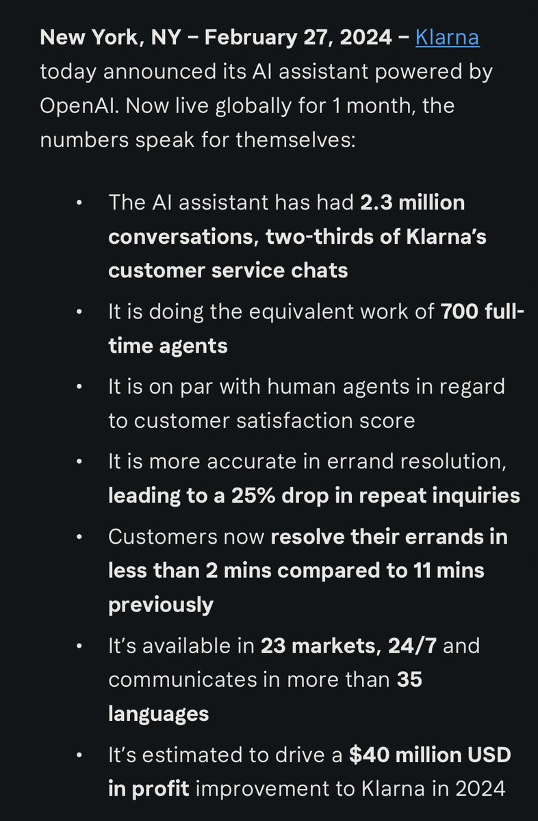 Klarna swaps 700 jobs for AI, saving $40m